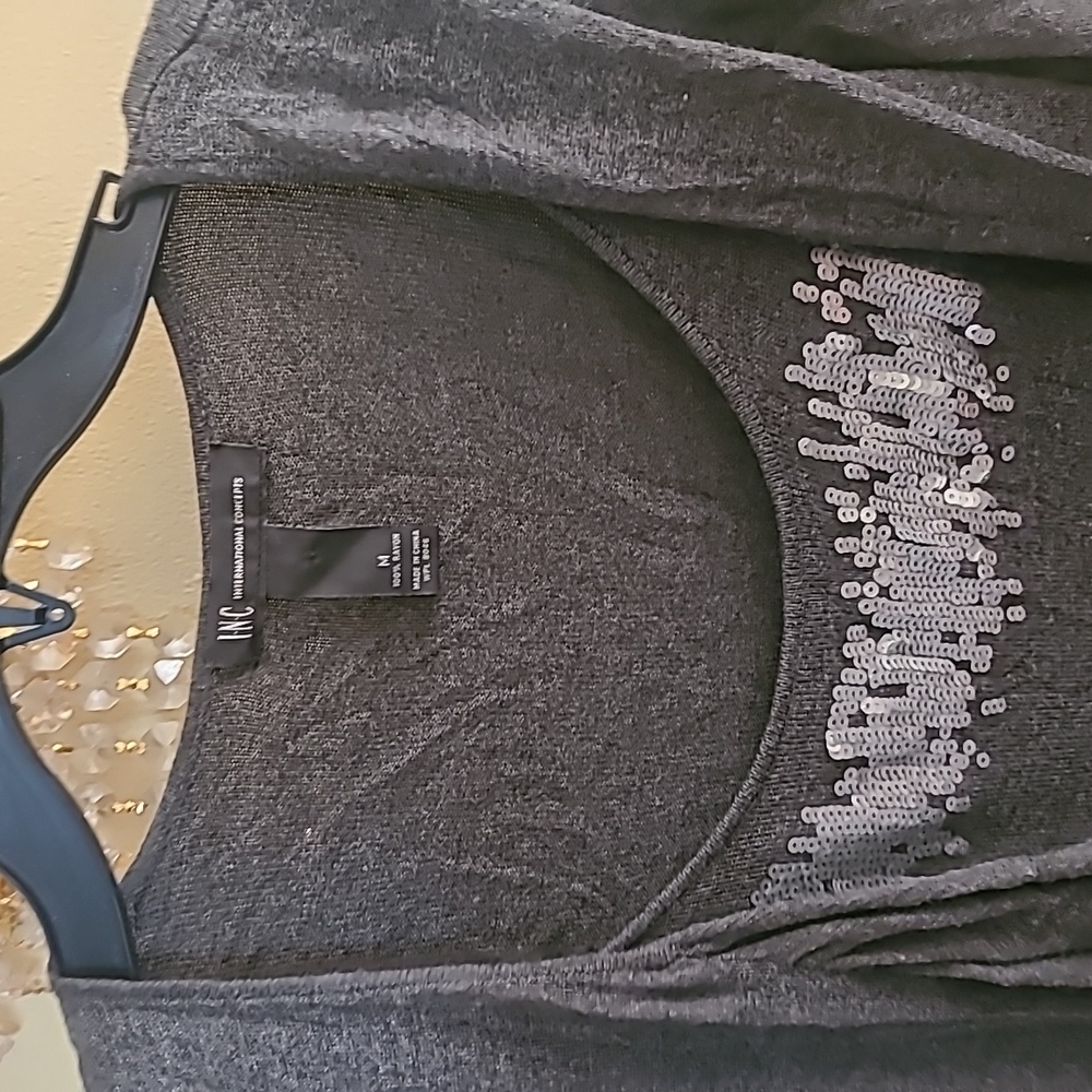 Beautiful grey holiday sweater with sequins.